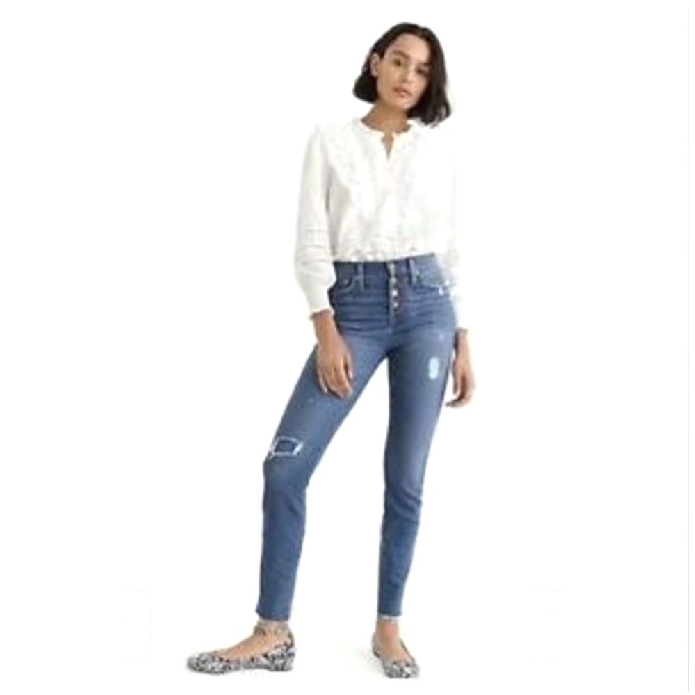J Crew 9” High Rise Toothpick Jeans Button Fly Size 28P